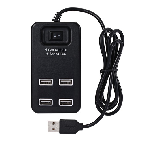 P - 1601 Portable Mini USB 2.0 HUB 4 Ports - Black - Image 2